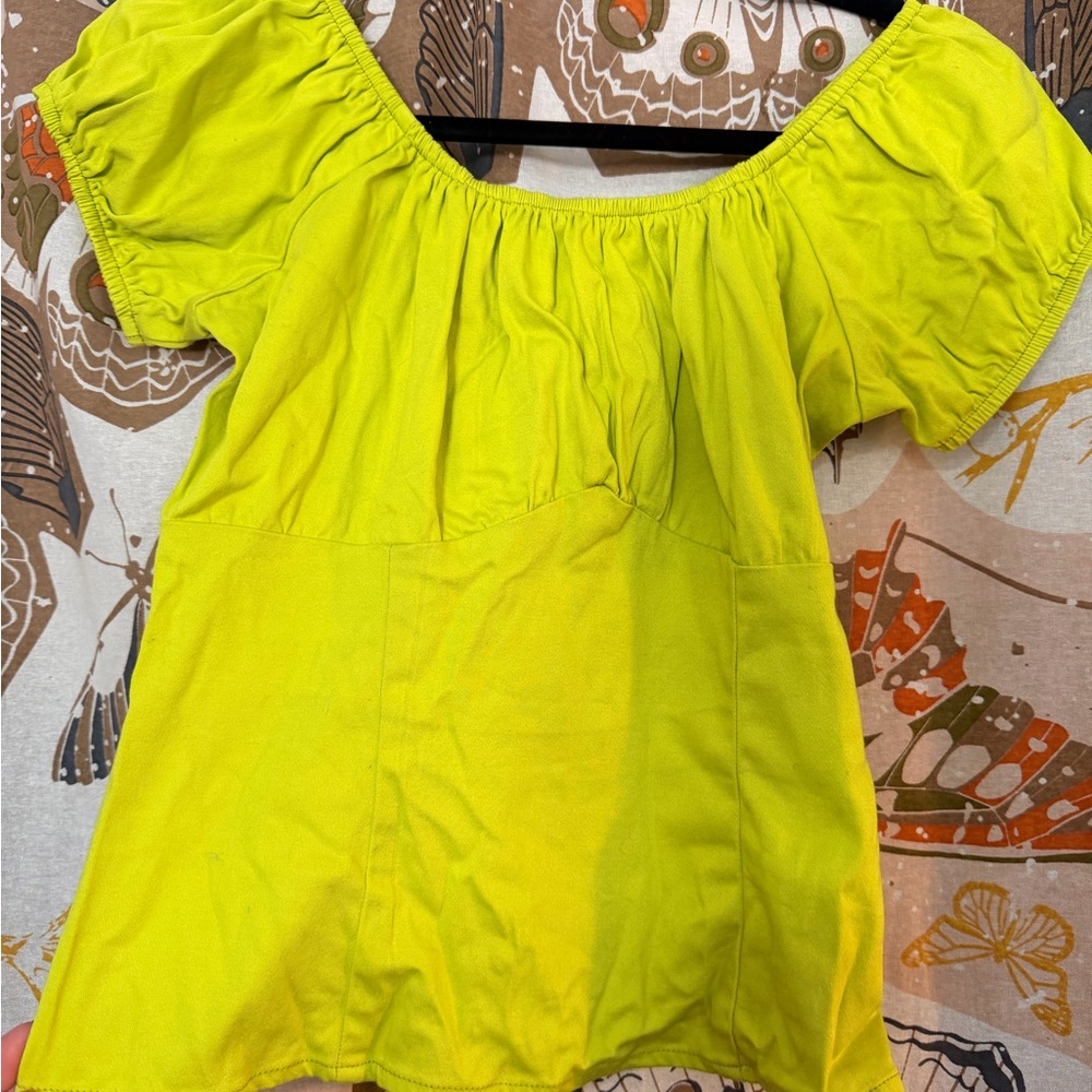 Pinup Couture Chartreuse Green Blouse